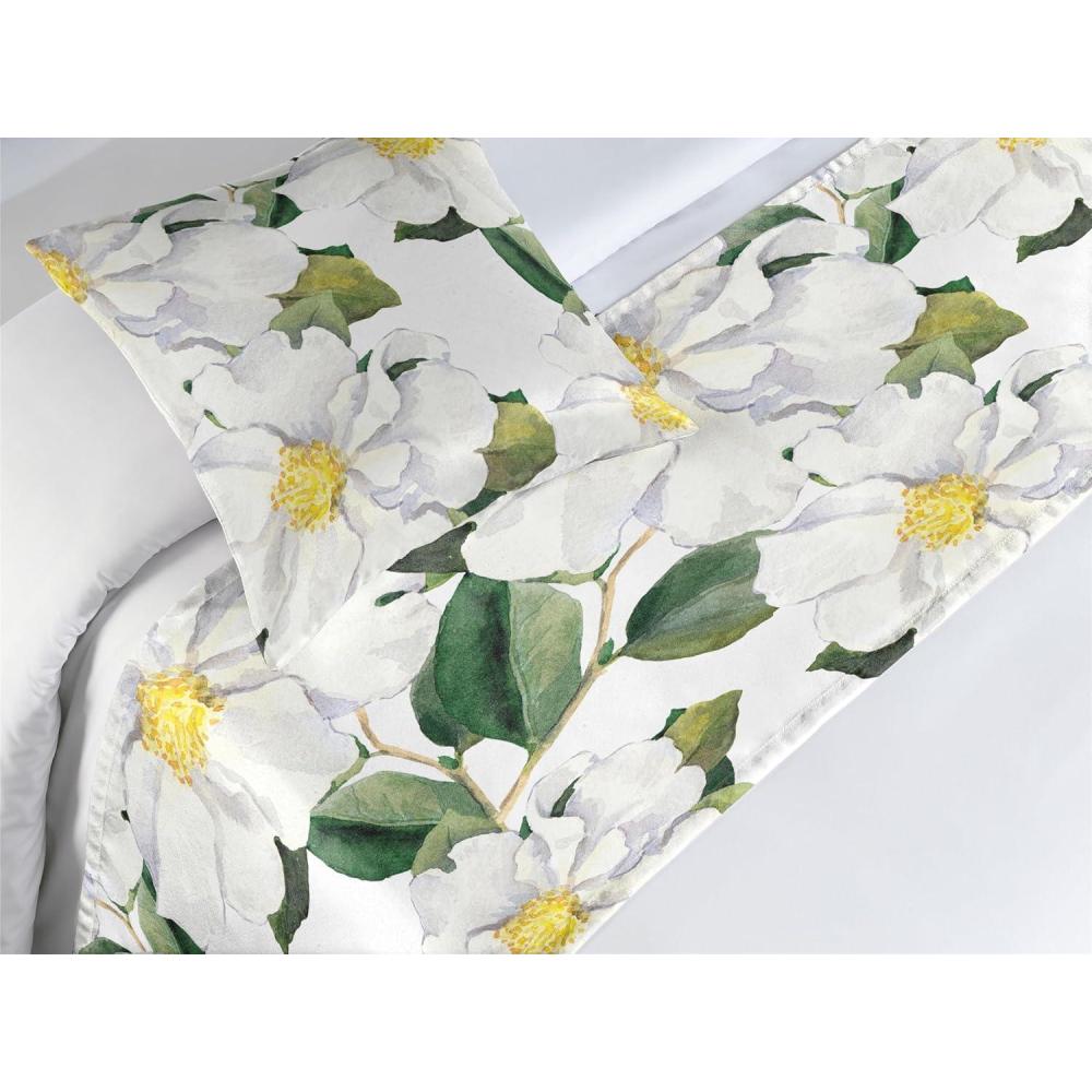 imageAmbesonne Floral Bed Runner Set Romantic Concept Art Featuring Rose Flowers Hearts Leaves Valentine Decorative Bedding Scarf and 2 Pillow Shams for Hotels Homes Queen Pastel Pink and Fern GreenReseda Green and Earth Yellow