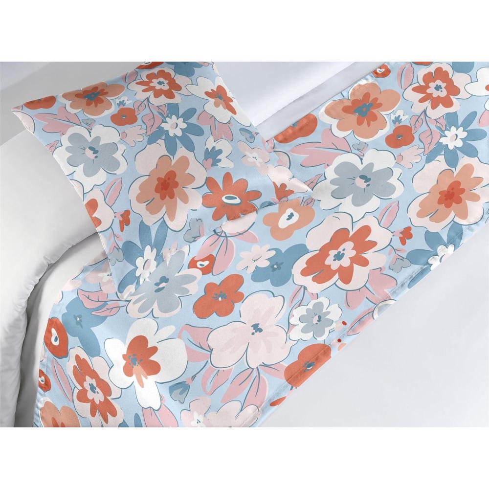 imageAmbesonne Floral Bed Runner Set Romantic Concept Art Featuring Rose Flowers Hearts Leaves Valentine Decorative Bedding Scarf and 2 Pillow Shams for Hotels Homes Queen Pastel Pink and Fern GreenCinnamon Soft Blue Blush