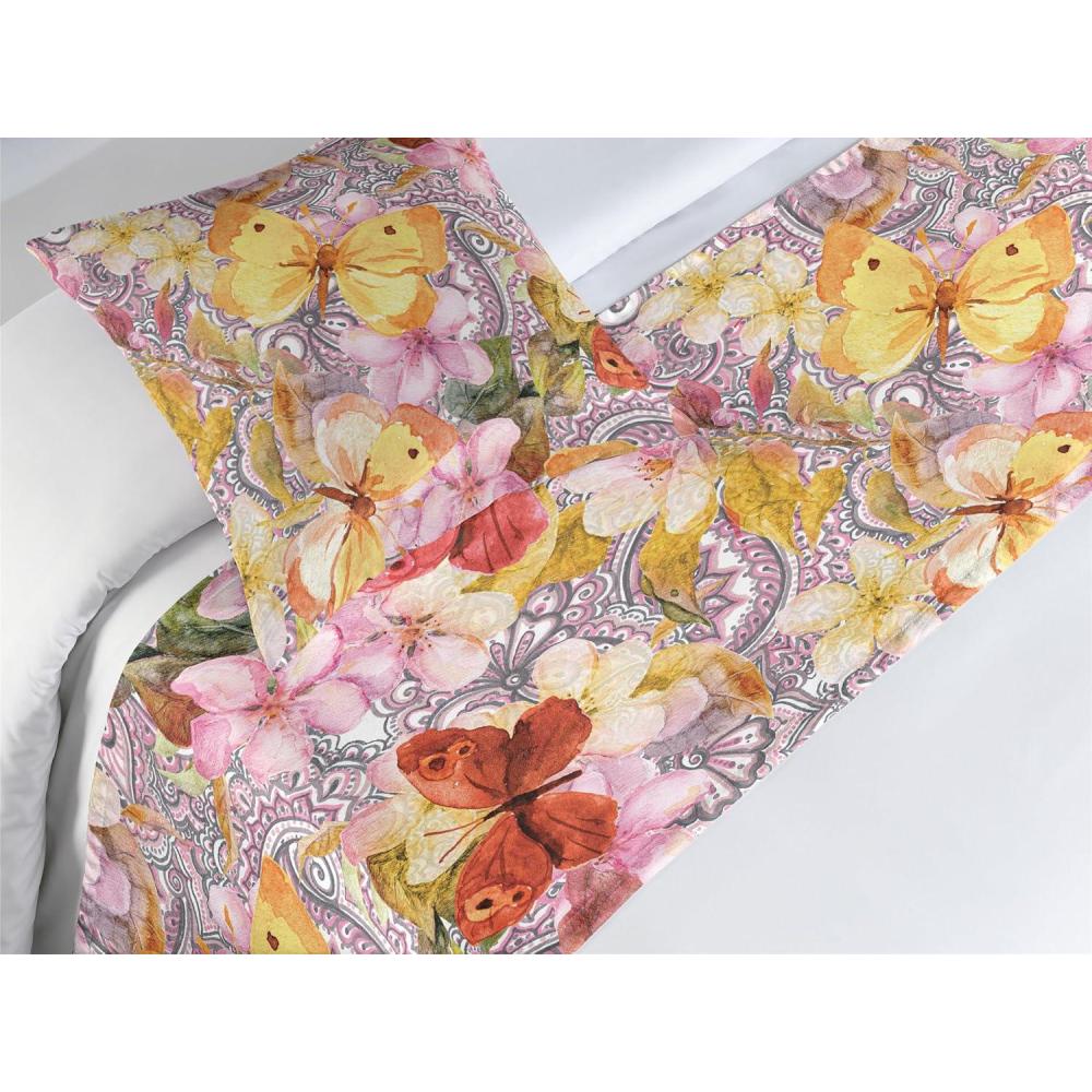 imageAmbesonne Floral Bed Runner Set Romantic Concept Art Featuring Rose Flowers Hearts Leaves Valentine Decorative Bedding Scarf and 2 Pillow Shams for Hotels Homes Queen Pastel Pink and Fern GreenPastel Yellow and Soft Pink
