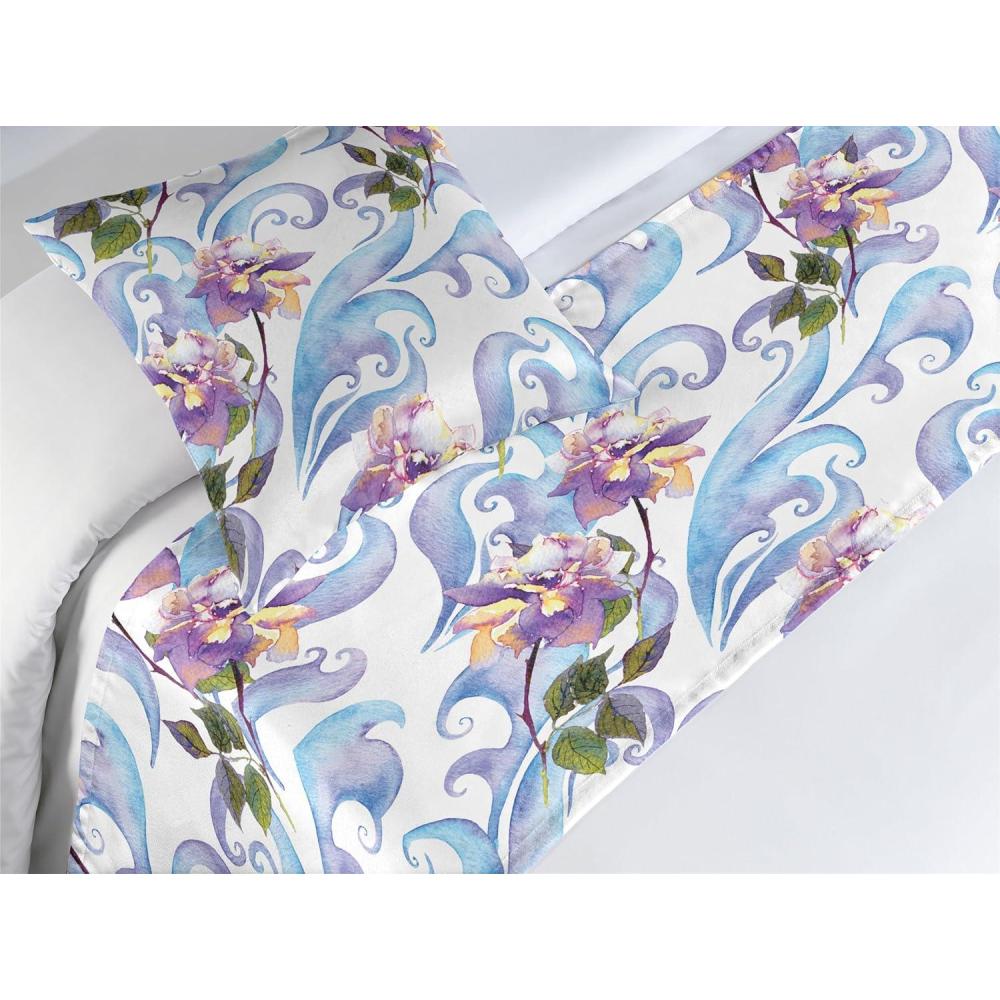 imageAmbesonne Floral Bed Runner Set Romantic Concept Art Featuring Rose Flowers Hearts Leaves Valentine Decorative Bedding Scarf and 2 Pillow Shams for Hotels Homes Queen Pastel Pink and Fern GreenPale Azure Blue Evergreen