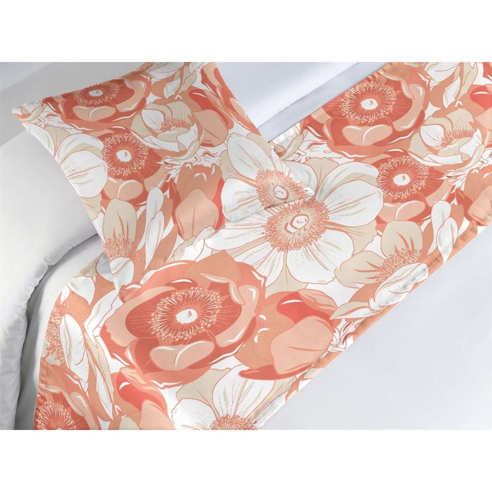 imageAmbesonne Floral Bed Runner Set Romantic Concept Art Featuring Rose Flowers Hearts Leaves Valentine Decorative Bedding Scarf and 2 Pillow Shams for Hotels Homes Queen Pastel Pink and Fern GreenWhite Pale Rust and Cinnamon
