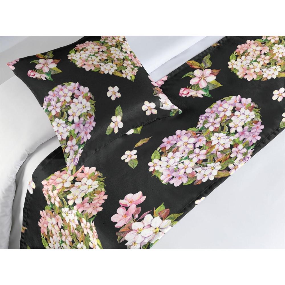 imageAmbesonne Floral Bed Runner Set Romantic Concept Art Featuring Rose Flowers Hearts Leaves Valentine Decorative Bedding Scarf and 2 Pillow Shams for Hotels Homes Queen Pastel Pink and Fern GreenSage Green and Soft Pink