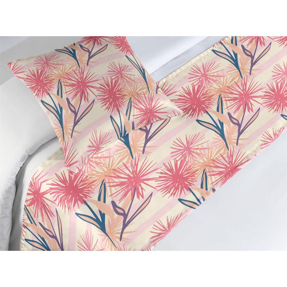 imageAmbesonne Floral Bed Runner Set Romantic Concept Art Featuring Rose Flowers Hearts Leaves Valentine Decorative Bedding Scarf and 2 Pillow Shams for Hotels Homes Queen Pastel Pink and Fern GreenCoral Salmon Soft Pink
