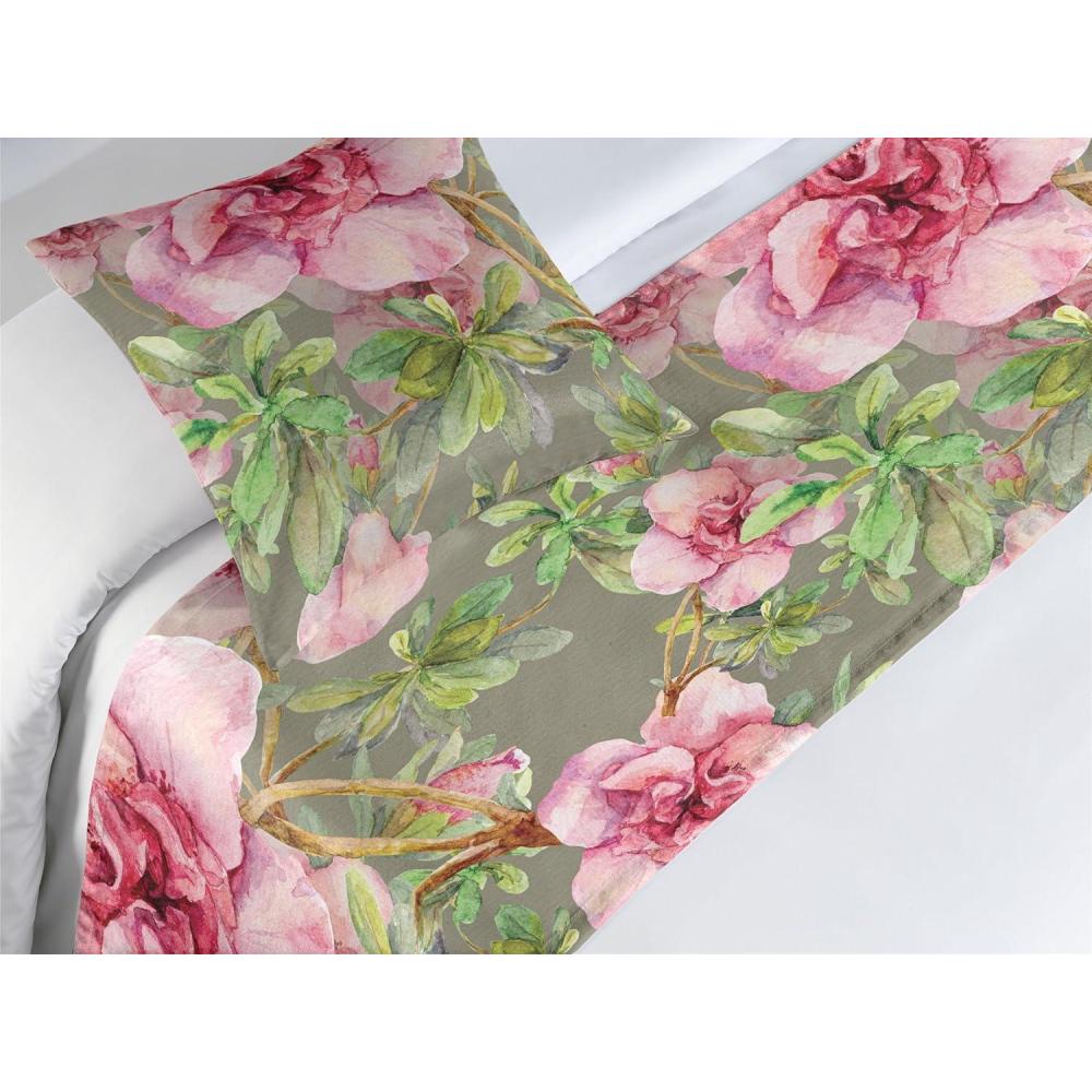 imageAmbesonne Floral Bed Runner Set Romantic Concept Art Featuring Rose Flowers Hearts Leaves Valentine Decorative Bedding Scarf and 2 Pillow Shams for Hotels Homes Queen Pastel Pink and Fern GreenDark Pink and Olive Green