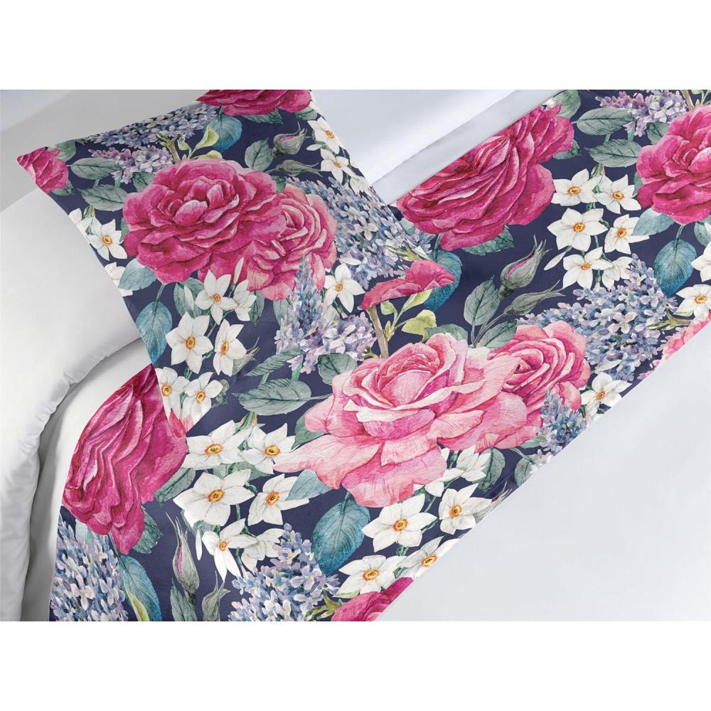 imageAmbesonne Floral Bed Runner Set Valentines Day Concept Art Pastel Repetitive Roses Pattern Plot Decorative Bedding Scarf and a Pillow Sham for Hotels Homes Twin Dark Pink Blush and WhiteRaspberry Laurel Green