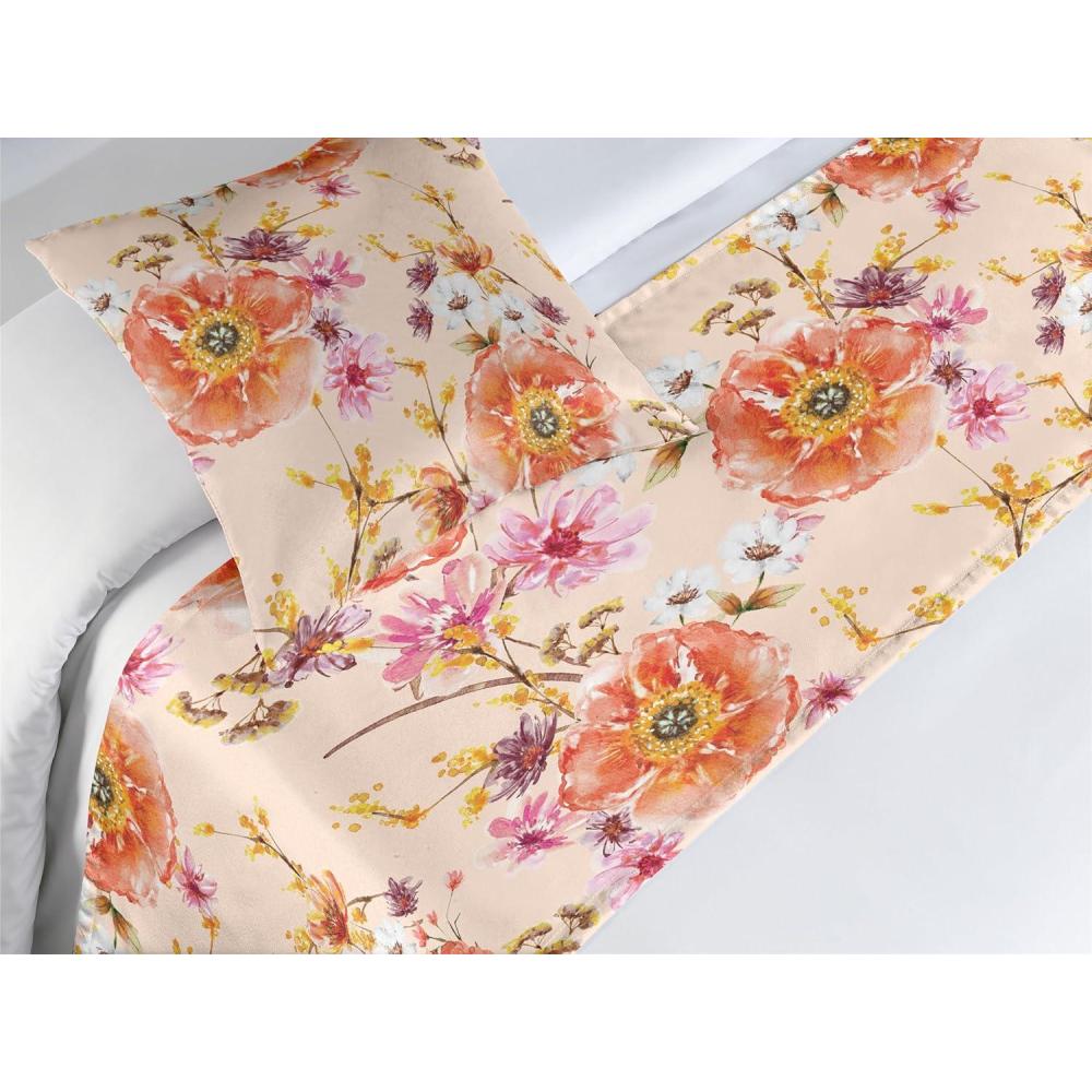 imageAmbesonne Floral Bed Runner Set Valentines Day Concept Art Pastel Repetitive Roses Pattern Plot Decorative Bedding Scarf and a Pillow Sham for Hotels Homes Twin Dark Pink Blush and WhiteSalmon Fuchsia and Pale Peach