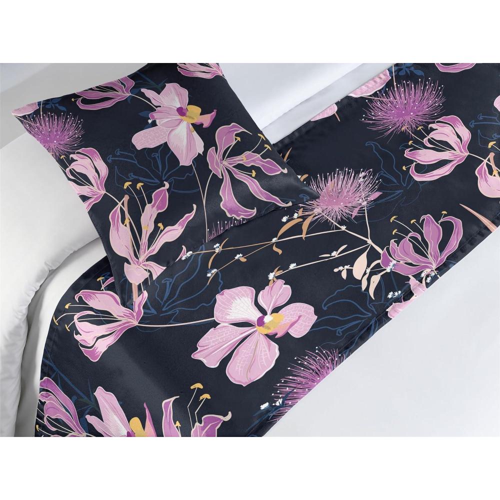 imageAmbesonne Floral Bed Runner Set Valentines Day Concept Art Pastel Repetitive Roses Pattern Plot Decorative Bedding Scarf and a Pillow Sham for Hotels Homes Twin Dark Pink Blush and WhiteNavy Blue and Soft Pink