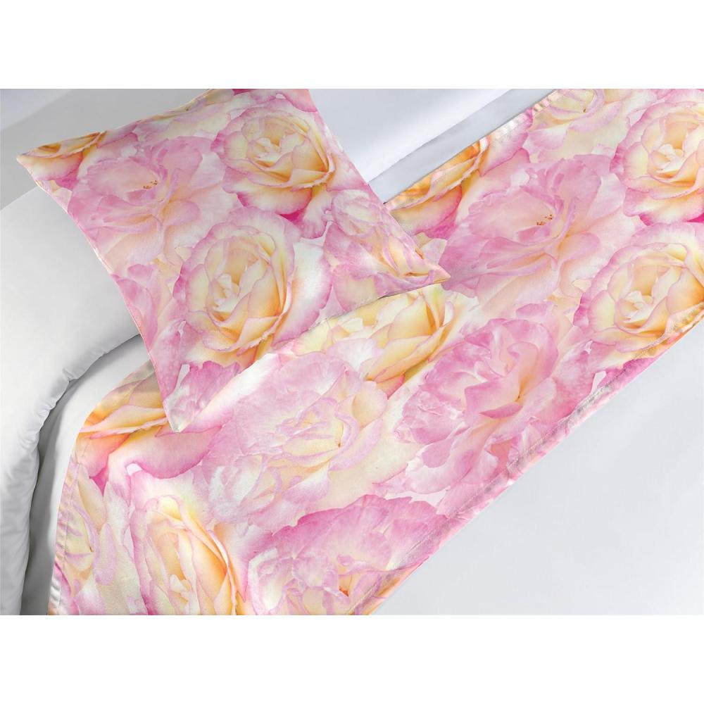 imageAmbesonne Floral Bed Runner Set Valentines Day Concept Art Pastel Repetitive Roses Pattern Plot Decorative Bedding Scarf and a Pillow Sham for Hotels Homes Twin Dark Pink Blush and WhitePastel Pink and Pale Fuchsia