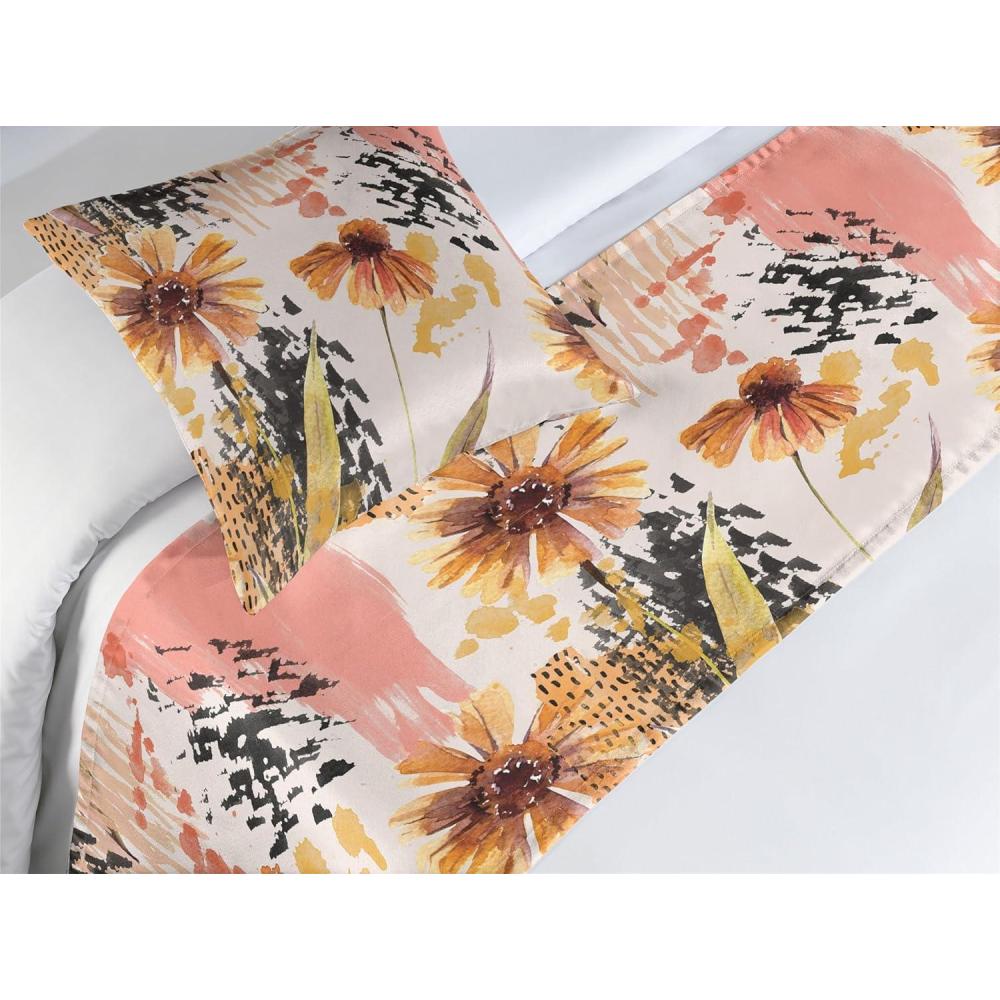 imageAmbesonne Floral Bed Runner Set Valentines Day Concept Art Pastel Repetitive Roses Pattern Plot Decorative Bedding Scarf and a Pillow Sham for Hotels Homes Twin Dark Pink Blush and WhiteCoral Pale Camel and Blush