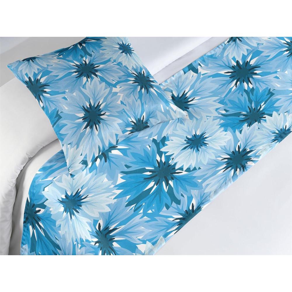 imageAmbesonne Floral Bed Runner Set Valentines Day Concept Art Pastel Repetitive Roses Pattern Plot Decorative Bedding Scarf and a Pillow Sham for Hotels Homes Twin Dark Pink Blush and WhitePale Sky Blue and Violet