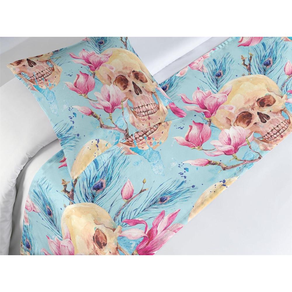 imageAmbesonne Floral Bed Runner Set Valentines Day Concept Art Pastel Repetitive Roses Pattern Plot Decorative Bedding Scarf and a Pillow Sham for Hotels Homes Twin Dark Pink Blush and WhitePale Blue Soft Pink