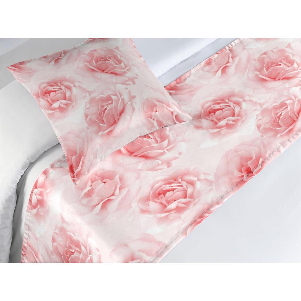 imageAmbesonne Floral Bed Runner Set Valentines Day Concept Art Pastel Repetitive Roses Pattern Plot Decorative Bedding Scarf and a Pillow Sham for Hotels Homes Twin Dark Pink Blush and WhiteDark Pink Blush and White