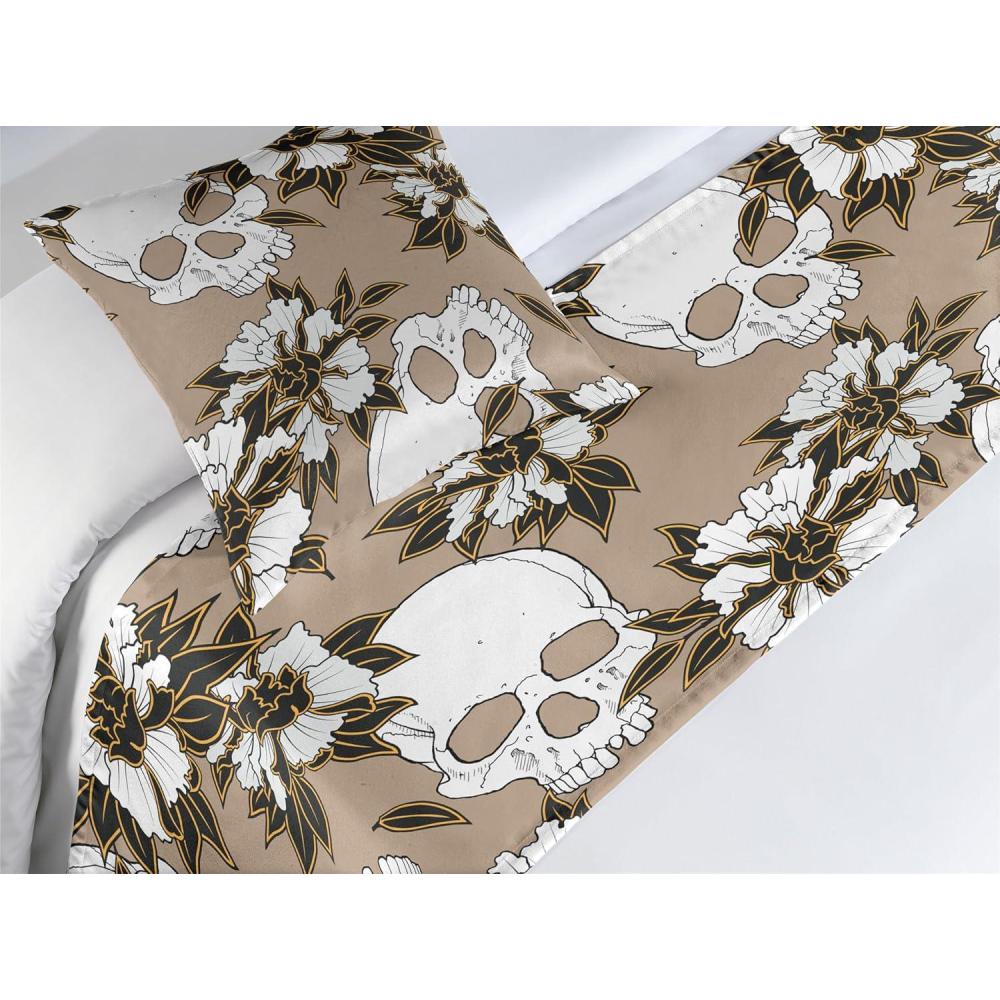 imageAmbesonne Floral Bed Runner Set Valentines Day Concept Art Pastel Repetitive Roses Pattern Plot Decorative Bedding Scarf and a Pillow Sham for Hotels Homes Twin Dark Pink Blush and WhiteWhite Dark Green Almond