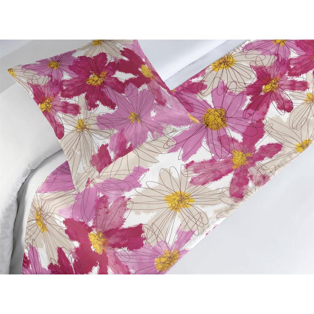 imageAmbesonne Floral Bed Runner Set Valentines Day Concept Art Pastel Repetitive Roses Pattern Plot Decorative Bedding Scarf and a Pillow Sham for Hotels Homes Twin Dark Pink Blush and WhiteEggshell Magenta Pink