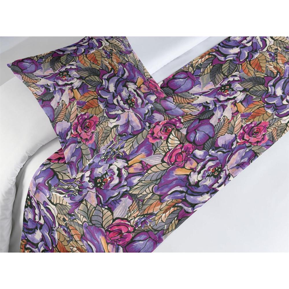 imageAmbesonne Floral Bed Runner Set Valentines Day Theme Grunge Style Repetitive Rose Flowers Abstract Decorative Bedding Scarf and 2 Pillow Shams for Hotels Homes King Pale Fuchsia and SepiaPale Purple and Sage Green