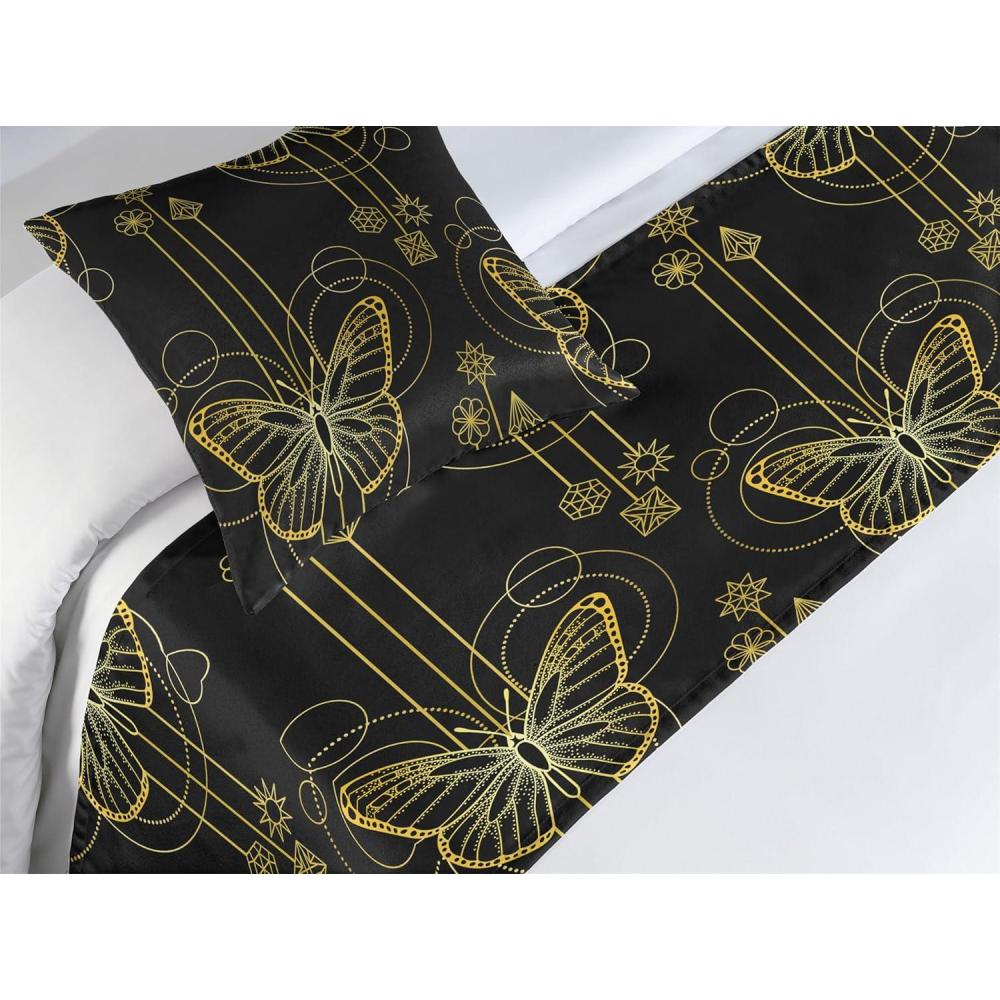 imageAmbesonne Floral Bed Runner Set Valentines Day Theme Grunge Style Repetitive Rose Flowers Abstract Decorative Bedding Scarf and 2 Pillow Shams for Hotels Homes King Pale Fuchsia and SepiaCharcoal Grey and Dark Yellow