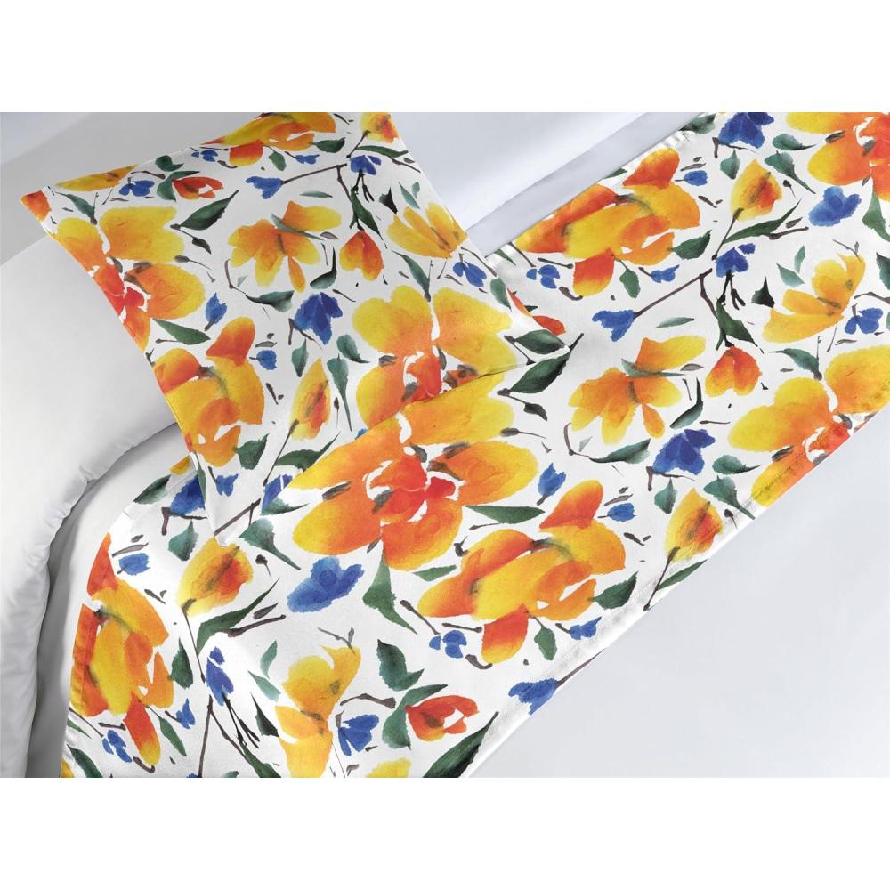 imageAmbesonne Floral Bed Runner Set Valentines Day Theme Grunge Style Repetitive Rose Flowers Abstract Decorative Bedding Scarf and 2 Pillow Shams for Hotels Homes King Pale Fuchsia and SepiaEarth Yellow Violet Blue
