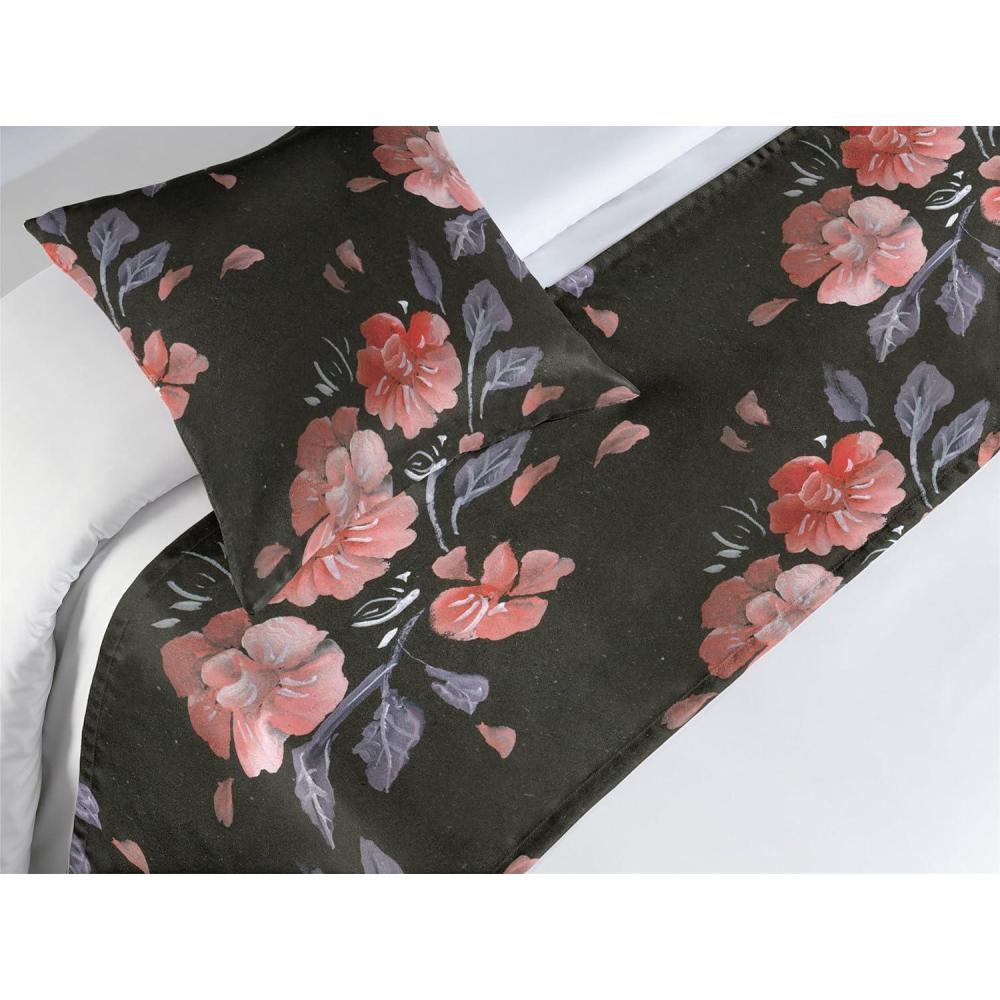 imageAmbesonne Floral Bed Runner Set Valentines Day Theme Grunge Style Repetitive Rose Flowers Abstract Decorative Bedding Scarf and 2 Pillow Shams for Hotels Homes King Pale Fuchsia and SepiaPaprika and Dark Olive Green