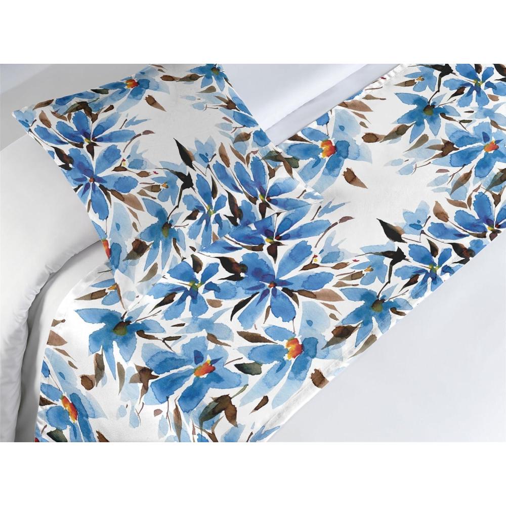 imageAmbesonne Floral Bed Runner Set Valentines Day Theme Grunge Style Repetitive Rose Flowers Abstract Decorative Bedding Scarf and 2 Pillow Shams for Hotels Homes King Pale Fuchsia and SepiaSea Blue Chocolate and White