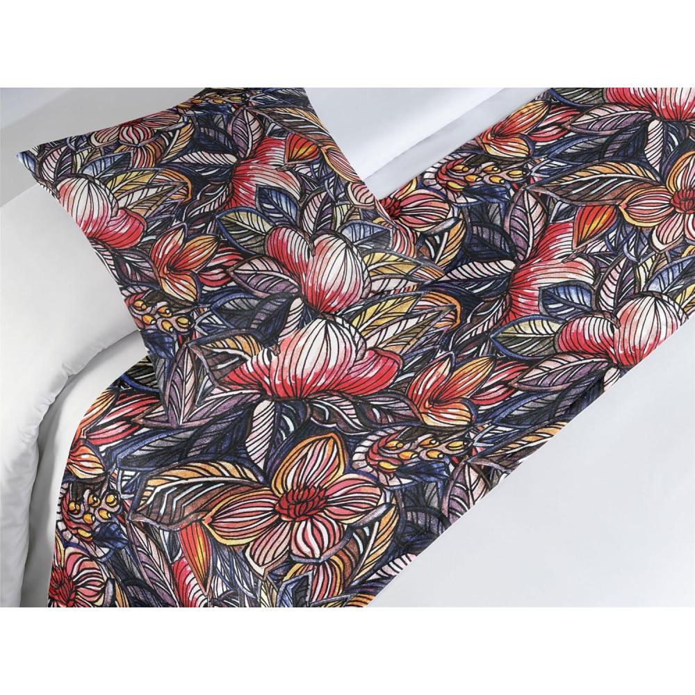imageAmbesonne Floral Bed Runner Set Valentines Day Theme Grunge Style Repetitive Rose Flowers Abstract Decorative Bedding Scarf and 2 Pillow Shams for Hotels Homes King Pale Fuchsia and SepiaScarlet and Lavender Blue