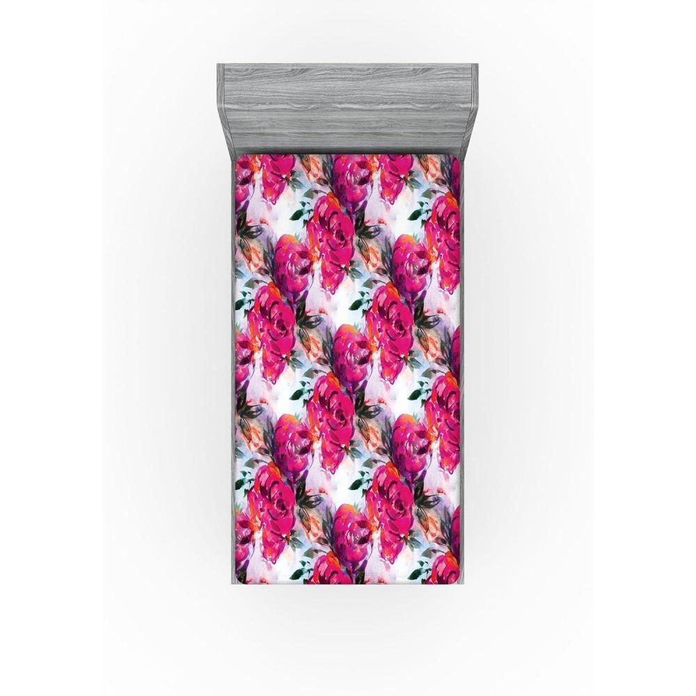 imageAmbesonne Floral Fitted Sheet Realistic Painting Print A Million Roses to My Love Valentines Day Decorative Soft Bedding AllRound Elastic Pocket California King Pale Pink Dark Pink and EcruMagenta Army Green White