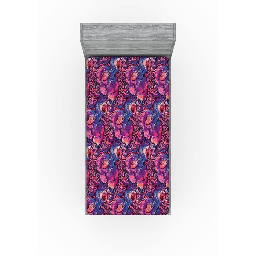 imageAmbesonne Floral Fitted Sheet Realistic Painting Print A Million Roses to My Love Valentines Day Decorative Soft Bedding AllRound Elastic Pocket California King Pale Pink Dark Pink and EcruViolet Dark Purple and Coral