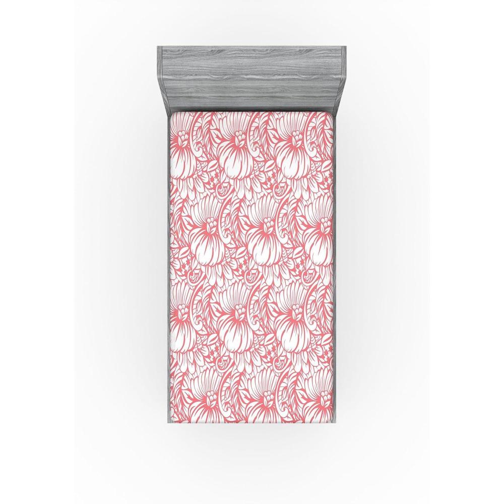 imageAmbesonne Floral Fitted Sheet Realistic Painting Print A Million Roses to My Love Valentines Day Decorative Soft Bedding AllRound Elastic Pocket California King Pale Pink Dark Pink and EcruPale Ruby White
