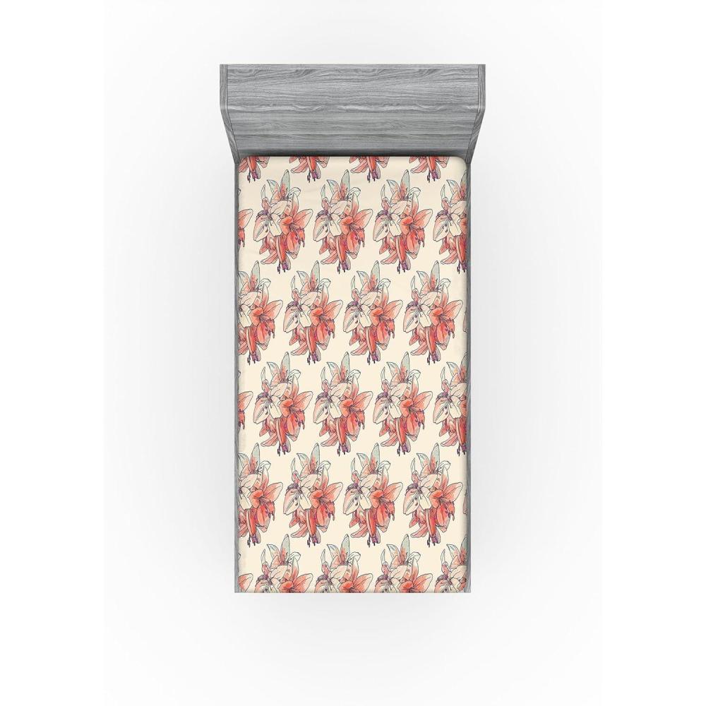 imageAmbesonne Floral Fitted Sheet Realistic Painting Print A Million Roses to My Love Valentines Day Decorative Soft Bedding AllRound Elastic Pocket California King Pale Pink Dark Pink and EcruCoral Coral and Pale Grey