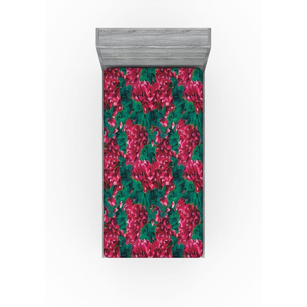 imageAmbesonne Floral Fitted Sheet Realistic Painting Print A Million Roses to My Love Valentines Day Decorative Soft Bedding AllRound Elastic Pocket California King Pale Pink Dark Pink and EcruRuby Pink and Forest Green