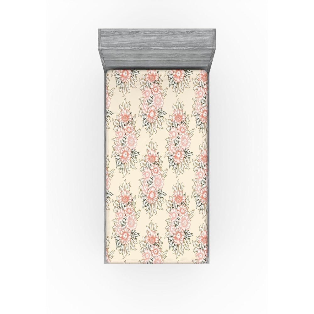 imageAmbesonne Floral Fitted Sheet Realistic Painting Print A Million Roses to My Love Valentines Day Decorative Soft Bedding AllRound Elastic Pocket California King Pale Pink Dark Pink and EcruBeige Coral and Dark Tan
