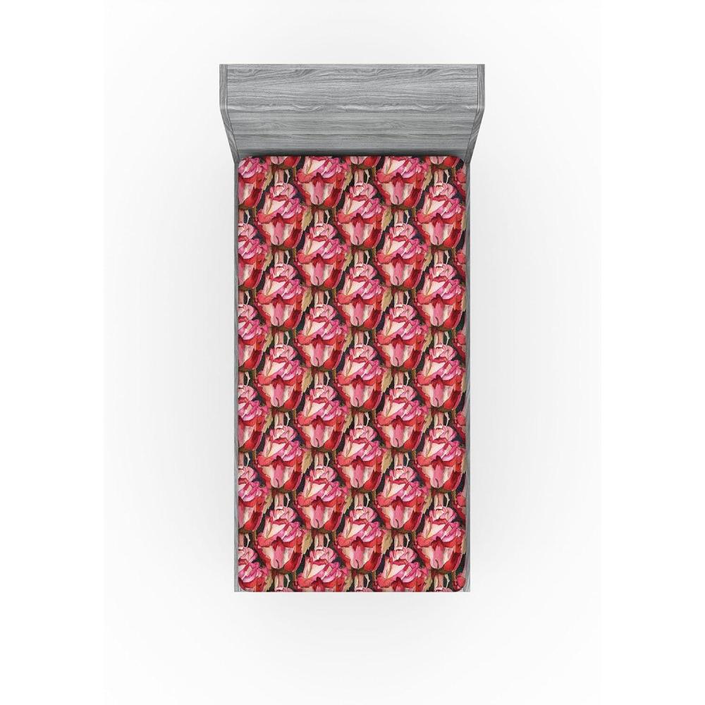 imageAmbesonne Floral Fitted Sheet Realistic Painting Print A Million Roses to My Love Valentines Day Decorative Soft Bedding AllRound Elastic Pocket California King Pale Pink Dark Pink and EcruPale Pink Dark Pink and Ecru