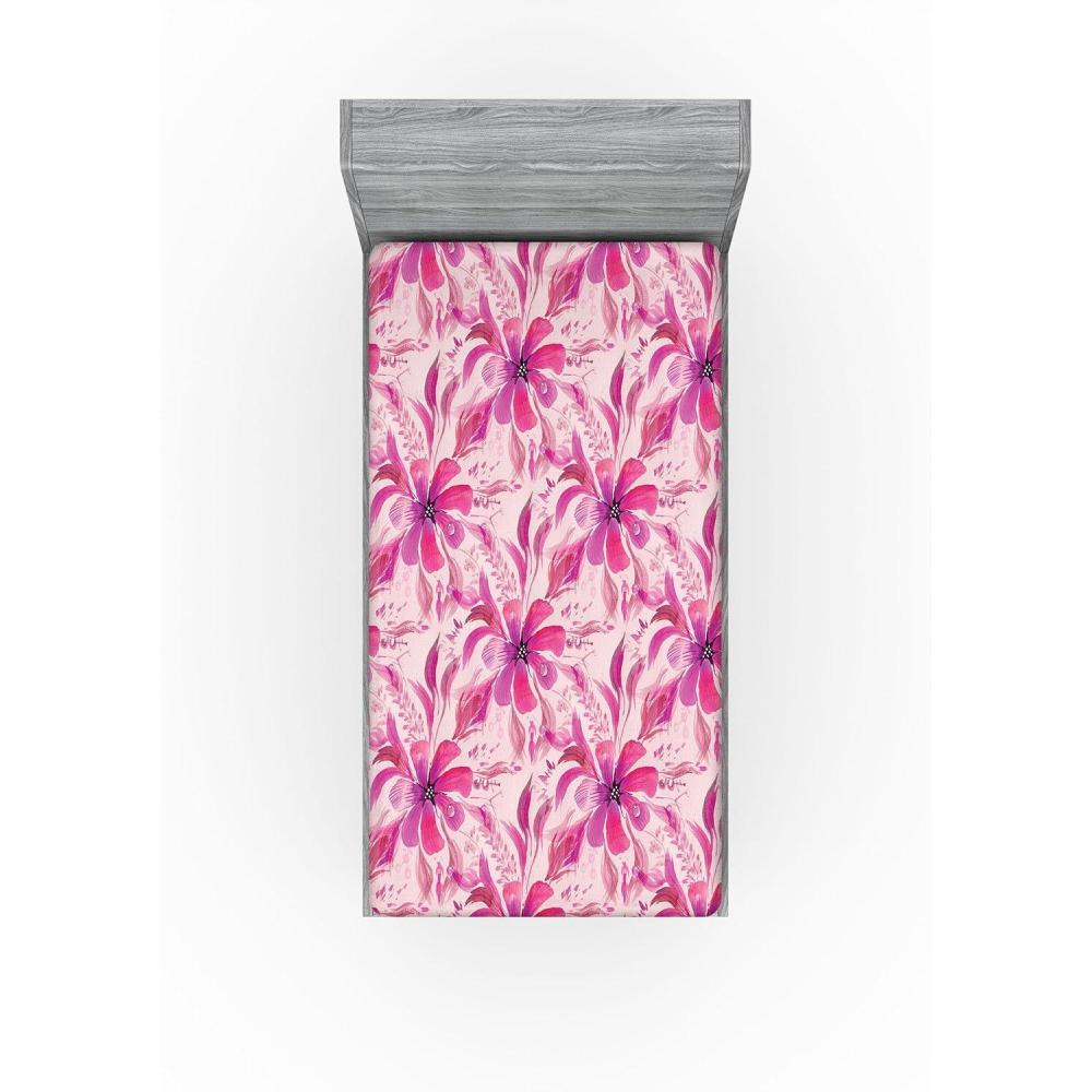 imageAmbesonne Floral Fitted Sheet Realistic Painting Print A Million Roses to My Love Valentines Day Decorative Soft Bedding AllRound Elastic Pocket California King Pale Pink Dark Pink and EcruPale Fuchsia Pink Rose
