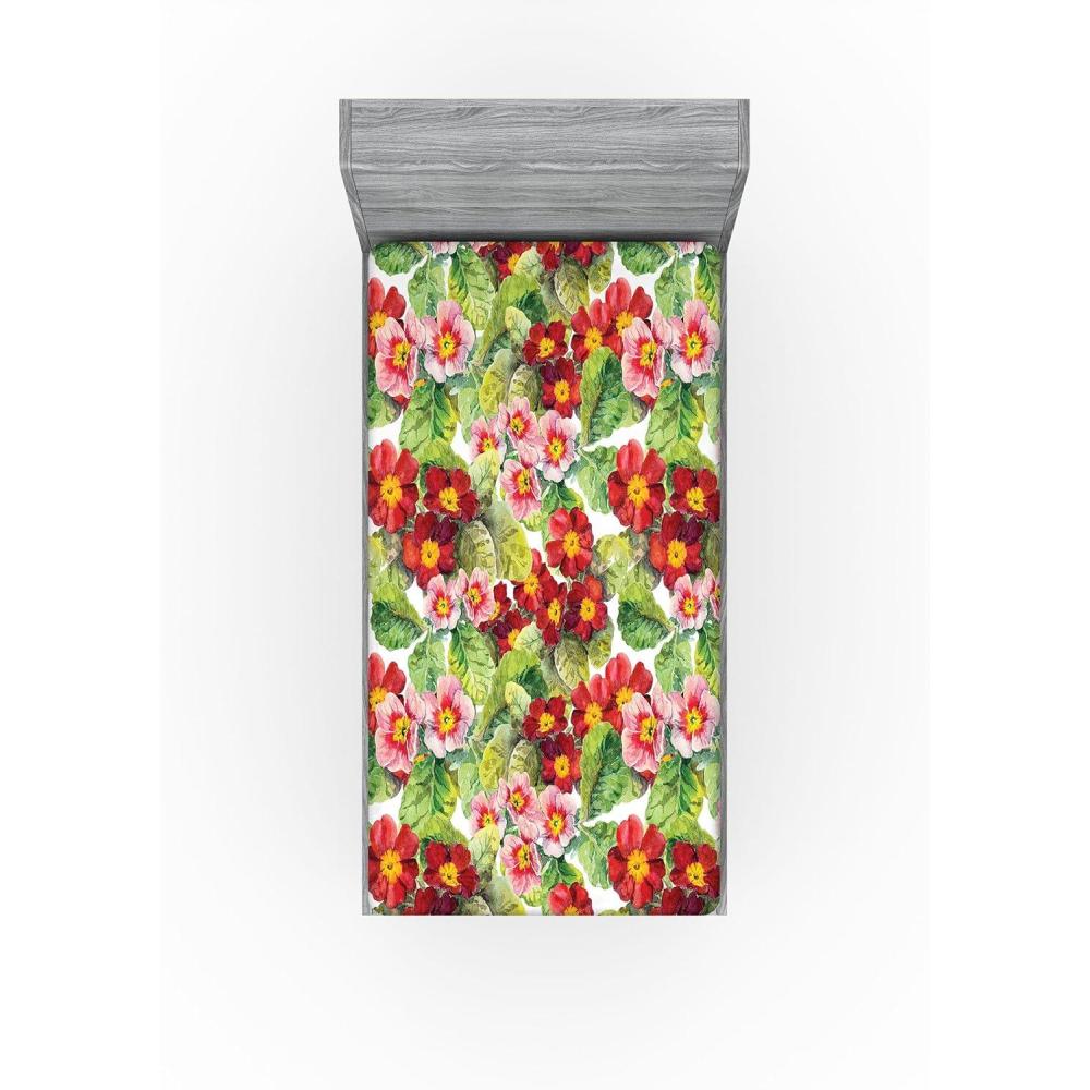 imageAmbesonne Floral Fitted Sheet Romantic Concept Art Featuring Rose Flowers Hearts Leaves Valentine Decorative Soft Fabric Bedding AllRound Elastic Pocket Queen Size Pastel Pink and Fern GreenDark Salmon and Apple Green
