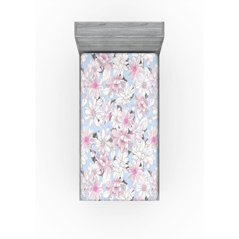 imageAmbesonne Floral Fitted Sheet Romantic Concept Art Featuring Rose Flowers Hearts Leaves Valentine Decorative Soft Fabric Bedding AllRound Elastic Pocket Queen Size Pastel Pink and Fern GreenOff White Pink Soft Blue
