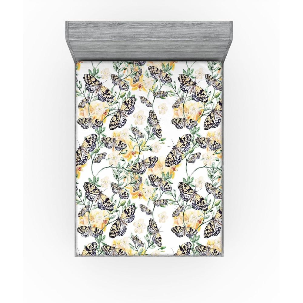 imageAmbesonne Floral Fitted Sheet Romantic Concept Art Featuring Rose Flowers Hearts Leaves Valentine Decorative Soft Fabric Bedding AllRound Elastic Pocket Queen Size Pastel Pink and Fern GreenJade Green and Pale Eggplant