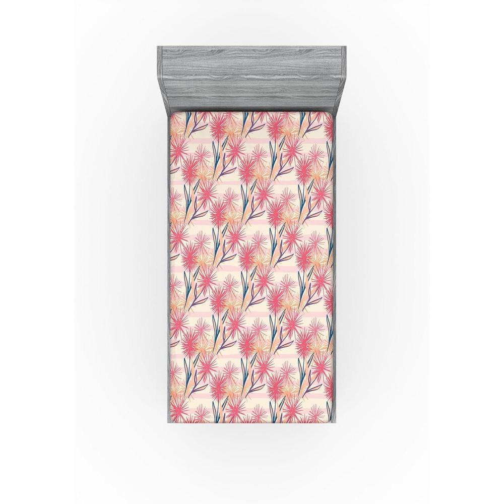 imageAmbesonne Floral Fitted Sheet Romantic Concept Art Featuring Rose Flowers Hearts Leaves Valentine Decorative Soft Fabric Bedding AllRound Elastic Pocket Queen Size Pastel Pink and Fern GreenCoral Salmon Soft Pink
