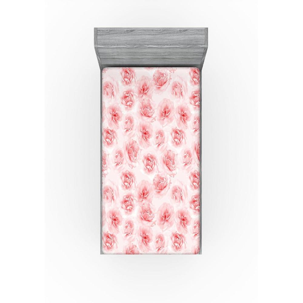 imageAmbesonne Floral Fitted Sheet Valentines Day Concept Art Pastel Repetitive Roses Pattern Plot Decorative Soft Bedding AllRound Elastic Pocket California King Dark Pink Blush and WhiteDark Pink Blush and White