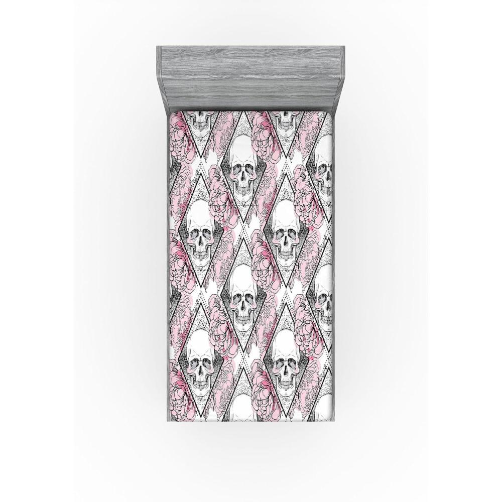 imageAmbesonne Floral Fitted Sheet Valentines Day Concept Art Pastel Repetitive Roses Pattern Plot Decorative Soft Bedding AllRound Elastic Pocket California King Dark Pink Blush and WhiteBlush White and Charcoal Grey
