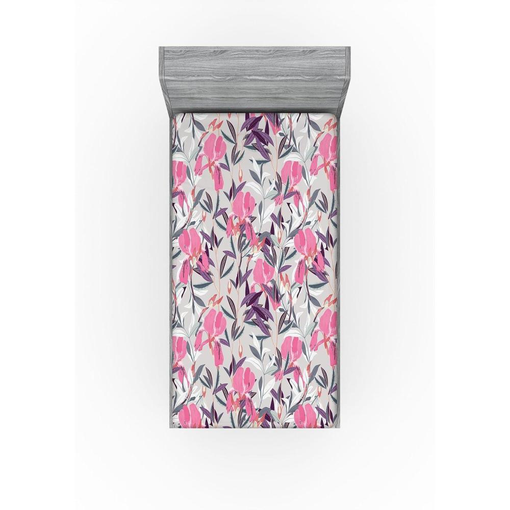 imageAmbesonne Floral Fitted Sheet Valentines Day Concept Art Pastel Repetitive Roses Pattern Plot Decorative Soft Bedding AllRound Elastic Pocket California King Dark Pink Blush and WhitePink Violet and Pale Grey