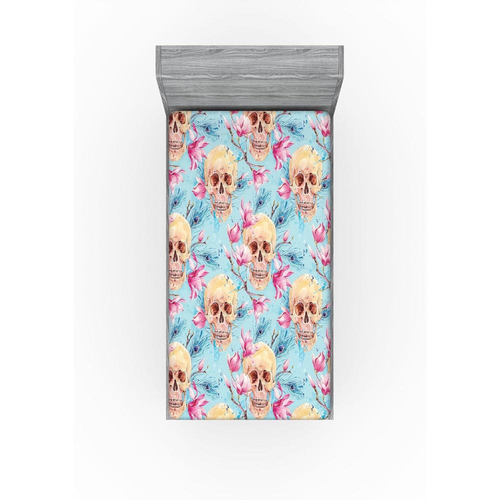 imageAmbesonne Floral Fitted Sheet Valentines Day Concept Art Pastel Repetitive Roses Pattern Plot Decorative Soft Bedding AllRound Elastic Pocket California King Dark Pink Blush and WhitePale Blue Soft Pink