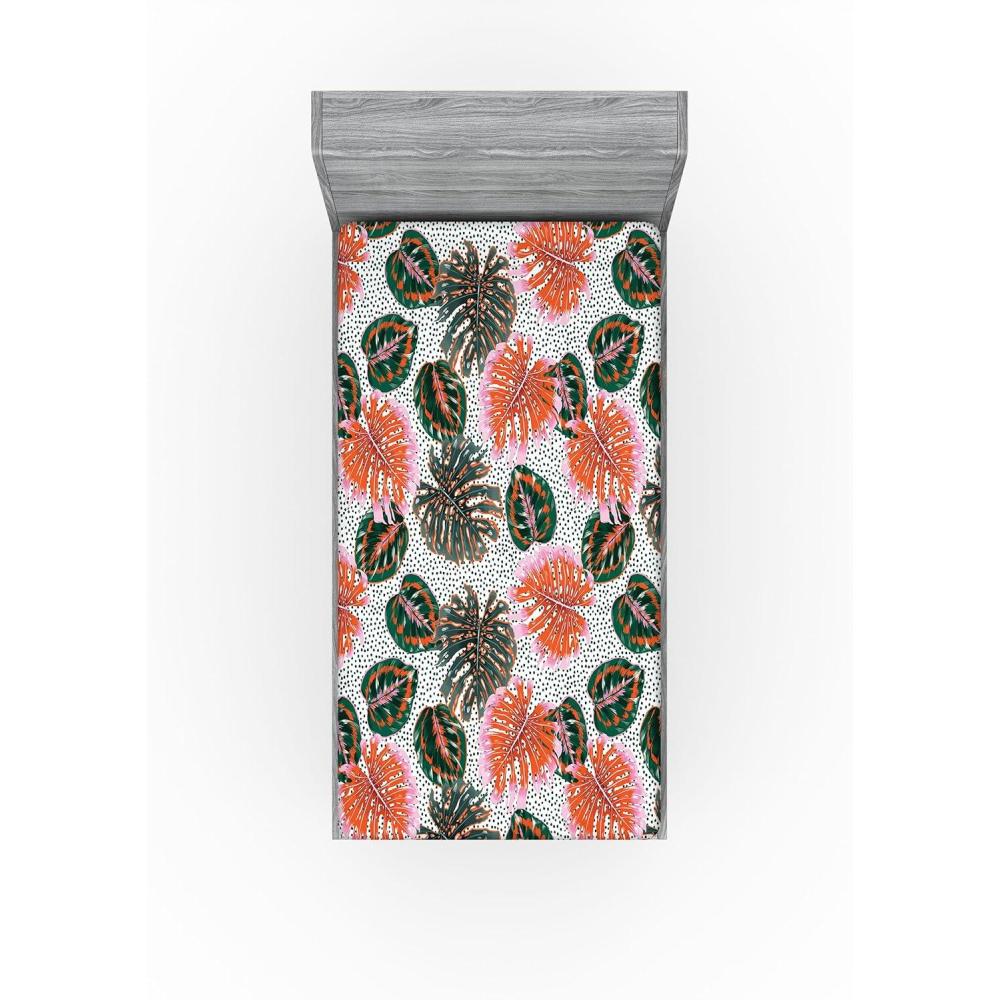 imageAmbesonne Floral Fitted Sheet Valentines Day Concept Art Pastel Repetitive Roses Pattern Plot Decorative Soft Bedding AllRound Elastic Pocket California King Dark Pink Blush and WhiteSalmon Pale Pink and Emerald