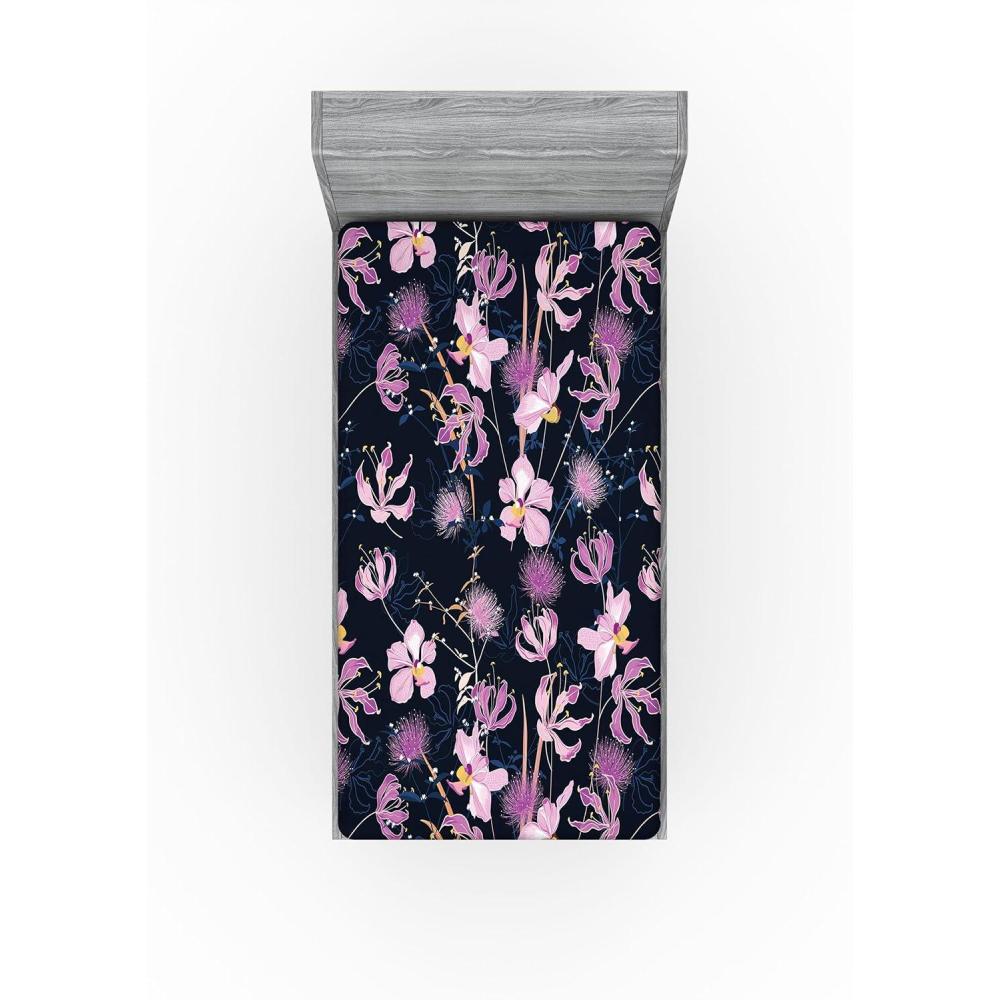 imageAmbesonne Floral Fitted Sheet Valentines Day Concept Art Pastel Repetitive Roses Pattern Plot Decorative Soft Bedding AllRound Elastic Pocket California King Dark Pink Blush and WhiteNavy Blue and Soft Pink