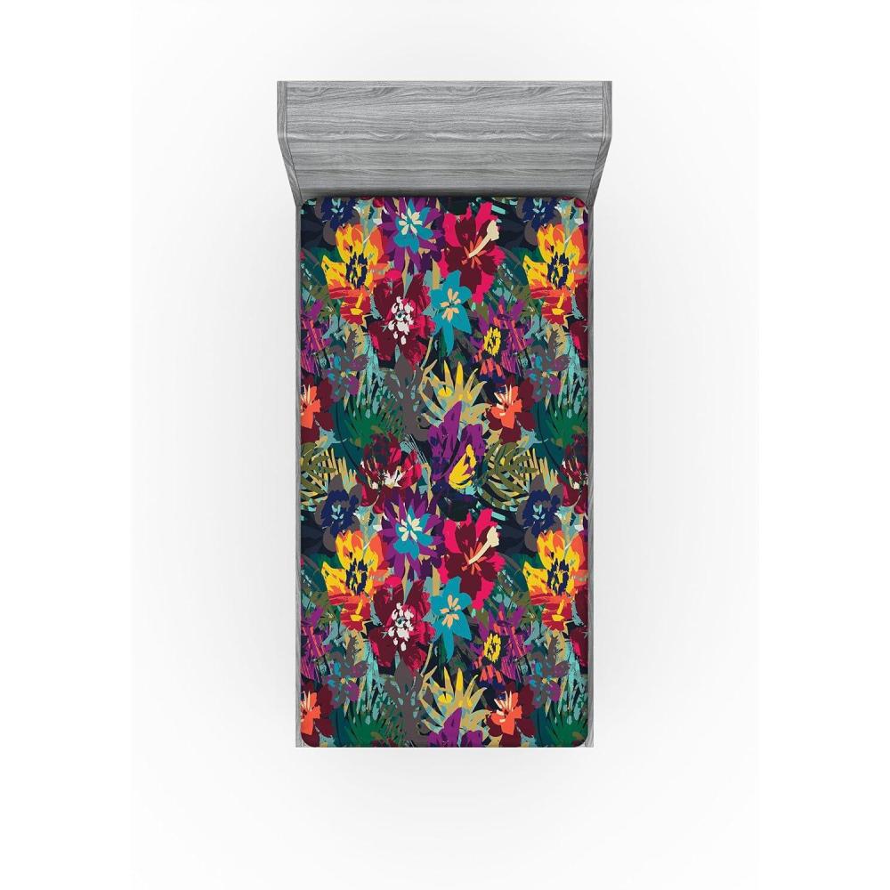imageAmbesonne Floral Fitted Sheet Valentines Day Concept Art Pastel Repetitive Roses Pattern Plot Decorative Soft Bedding AllRound Elastic Pocket California King Dark Pink Blush and WhiteSea Blue Dark Magenta