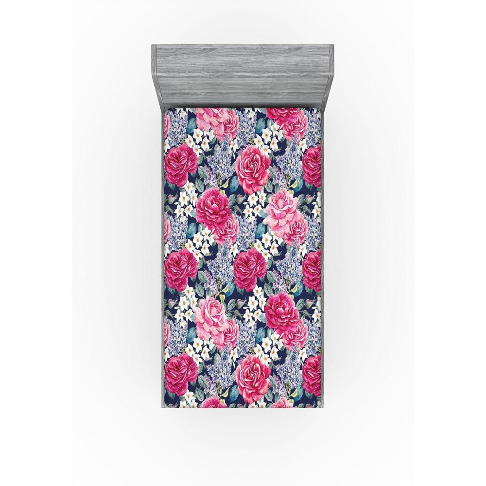 imageAmbesonne Floral Fitted Sheet Valentines Day Concept Art Pastel Repetitive Roses Pattern Plot Decorative Soft Bedding AllRound Elastic Pocket California King Dark Pink Blush and WhiteRaspberry Laurel Green