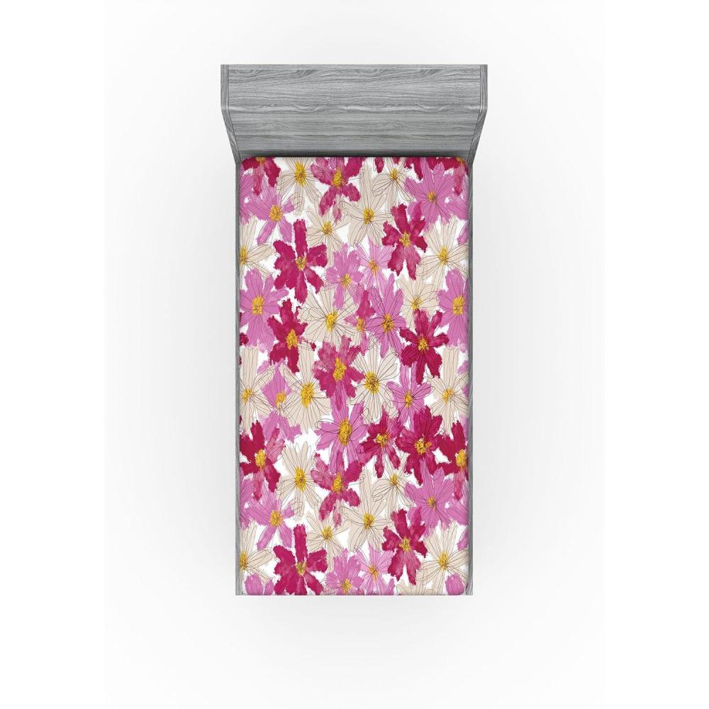 imageAmbesonne Floral Fitted Sheet Valentines Day Concept Art Pastel Repetitive Roses Pattern Plot Decorative Soft Bedding AllRound Elastic Pocket California King Dark Pink Blush and WhiteEggshell Magenta Pink