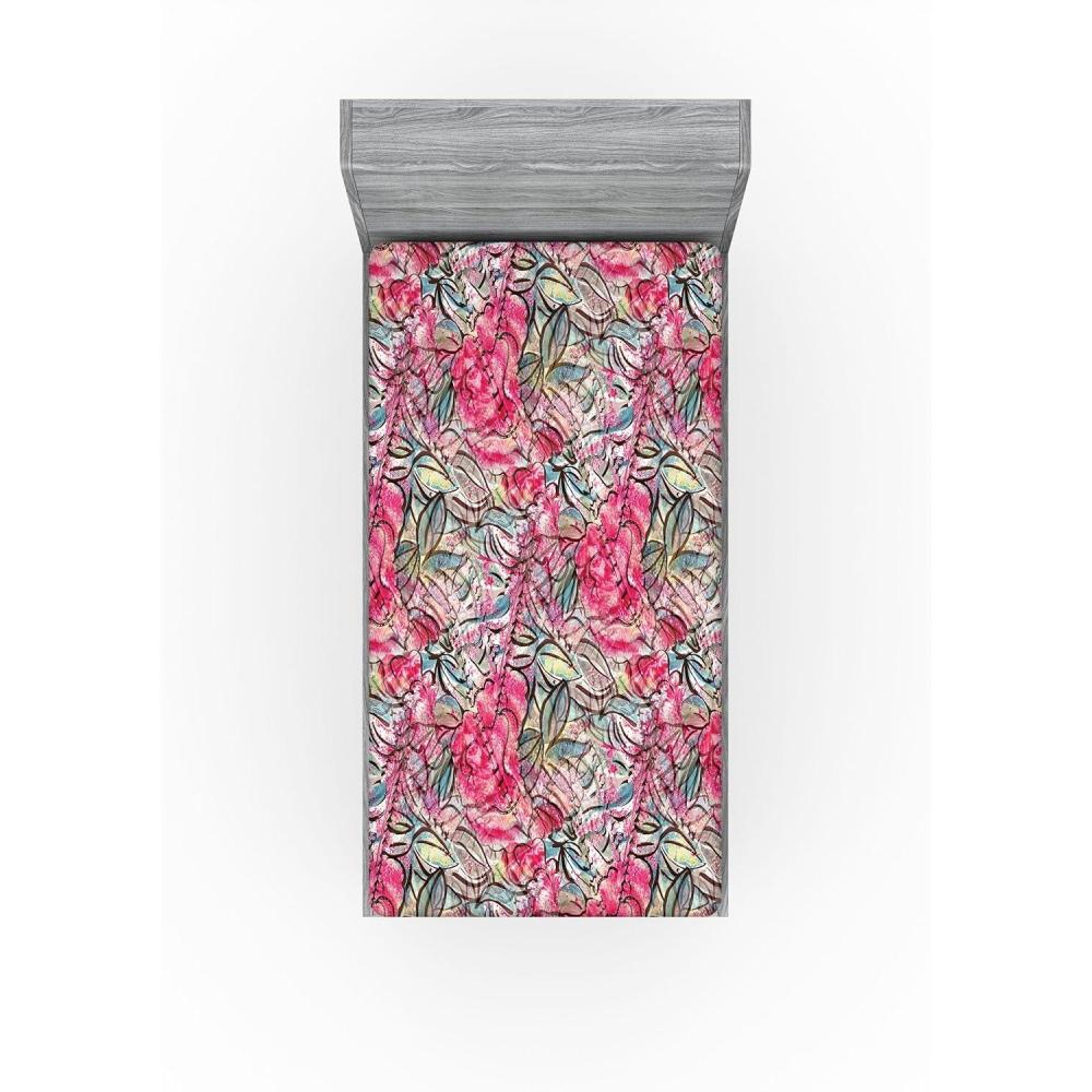 imageAmbesonne Floral Fitted Sheet Valentines Day Theme Grunge Style Repetitive Rose Flowers Abstract Decorative Soft Bedding AllRound Elastic Pocket California King Pale Fuchsia and SepiaDark Coral and Slate Blue