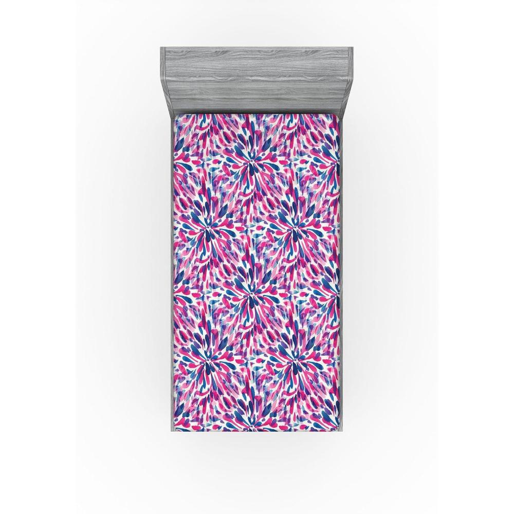 imageAmbesonne Floral Fitted Sheet Valentines Day Theme Grunge Style Repetitive Rose Flowers Abstract Decorative Soft Bedding AllRound Elastic Pocket California King Pale Fuchsia and SepiaHot Pink and Night Blue