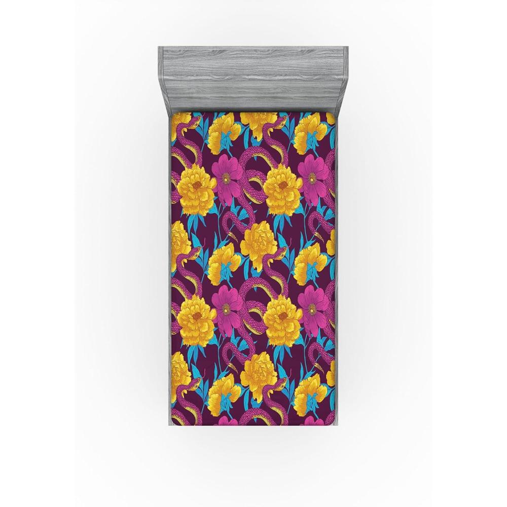 imageAmbesonne Floral Fitted Sheet Valentines Day Theme Grunge Style Repetitive Rose Flowers Abstract Decorative Soft Bedding AllRound Elastic Pocket California King Pale Fuchsia and SepiaEarth Yellow and Hot Pink