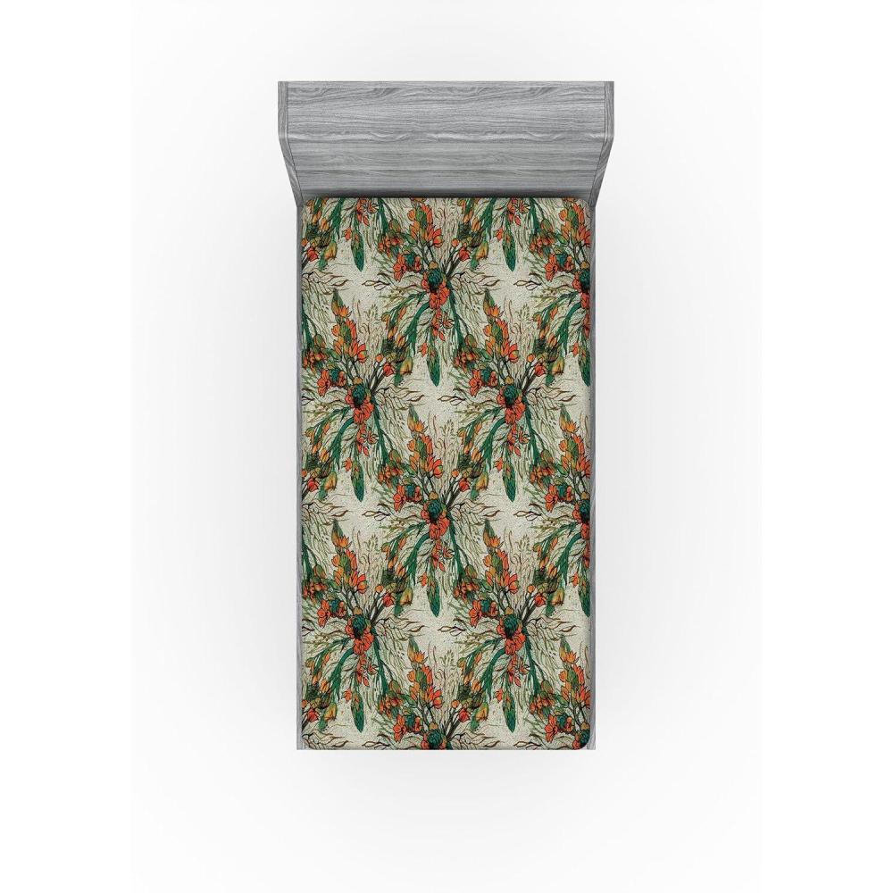 imageAmbesonne Floral Fitted Sheet Valentines Day Theme Grunge Style Repetitive Rose Flowers Abstract Decorative Soft Bedding AllRound Elastic Pocket California King Pale Fuchsia and SepiaPale Orange and Army Green