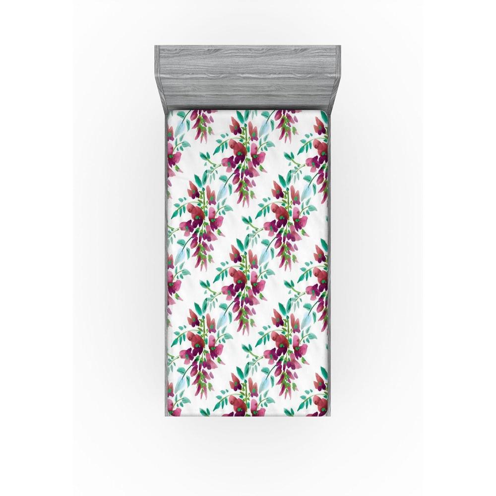 imageAmbesonne Floral Fitted Sheet Valentines Day Theme Grunge Style Repetitive Rose Flowers Abstract Decorative Soft Bedding AllRound Elastic Pocket California King Pale Fuchsia and SepiaPistachio Green and Ruby